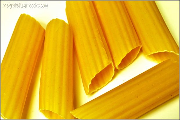 Manicotti pasta shells BEFORE cooking.