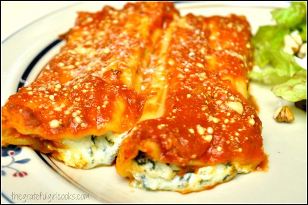 Florentine manicotti are done baking and ready to eat!