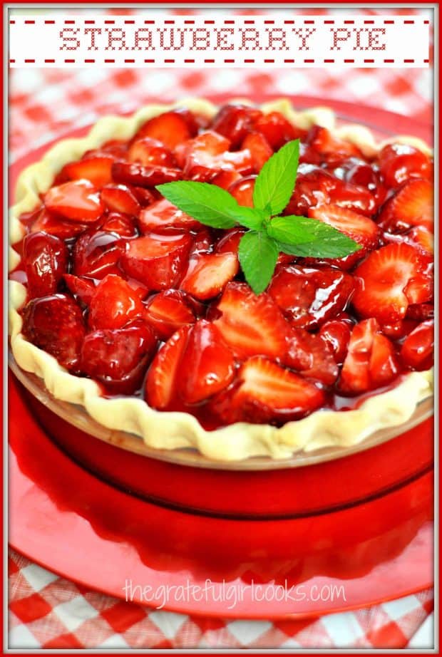 Nothing beats this classic dessert recipe for delicious homemade Strawberry Pie, with strawberry glaze! It's SO QUICK AND EASY to make, you won't believe it!