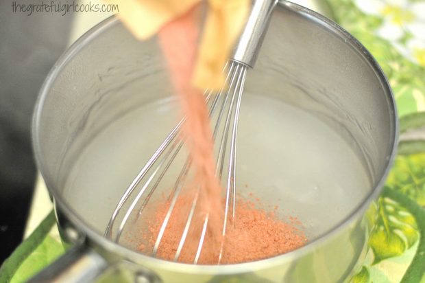 Strawberry gelatin added to glaze mixture for strawberry pie