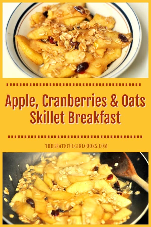 Comforting and delicious, this easy and healthy apple cranberries oats skillet breakfast will make you think you're eating apple pie for breakfast!