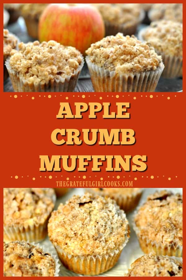 Apple crumb muffins with streusel topping, are moist, delicious, easy to make and will become a family favorite breakfast treat!