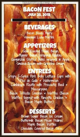 Menu for bacon-themed dinner