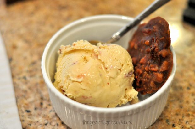 Bacon pecan pralines were served with a scoop of candied bacon ice cream!