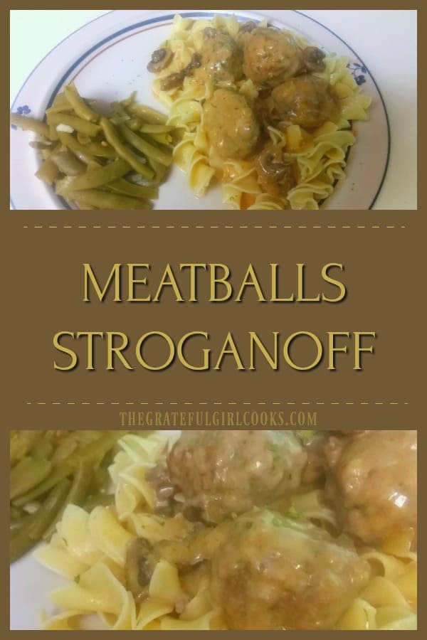 Easy, budget friendly, and absolutely delicious, meatballs stroganoff, in a creamy mushroom sauce served on top of egg noodles, is comfort food at it's best!