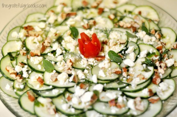 Cucumber and Zucchini Carpaccio Salad ready to serve!