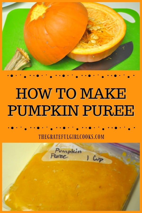 Learn how to make pumpkin puree from "pie" or "sugar" variety pumpkins! Make about 6 cups of puree (from 2 pumpkins) to freeze and use throughout the year!