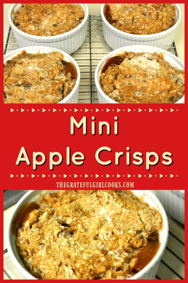 Mini Apple Crisps are individual sized versions of this favorite American classic dessert! Super easy to make - serve with a scoop of vanilla ice cream!