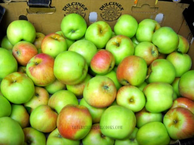 Fall apples, freshly picked, and can be used to make mini apple crisps!