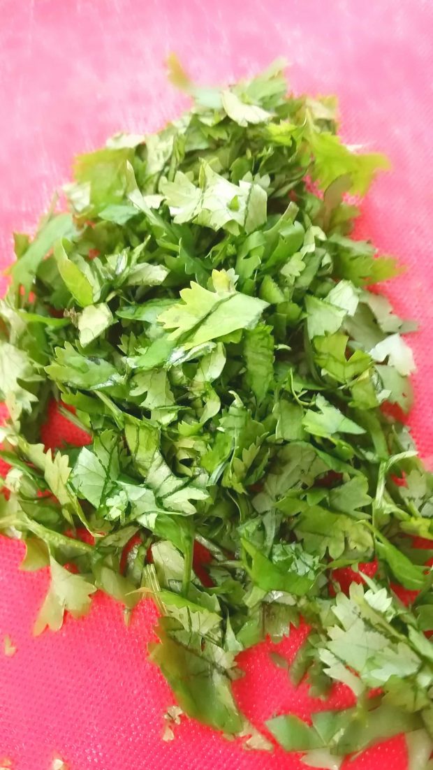 Chopped cilantro for adding to cilantro lime sauce