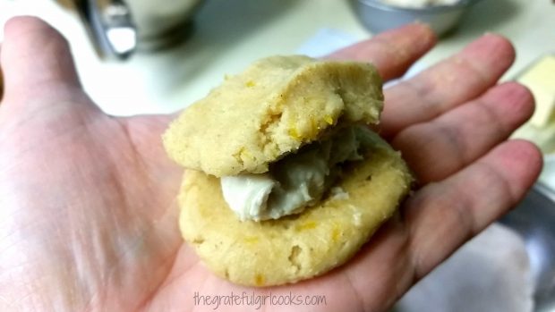 Top piece of cookie dough is on top, then edges are sealed.