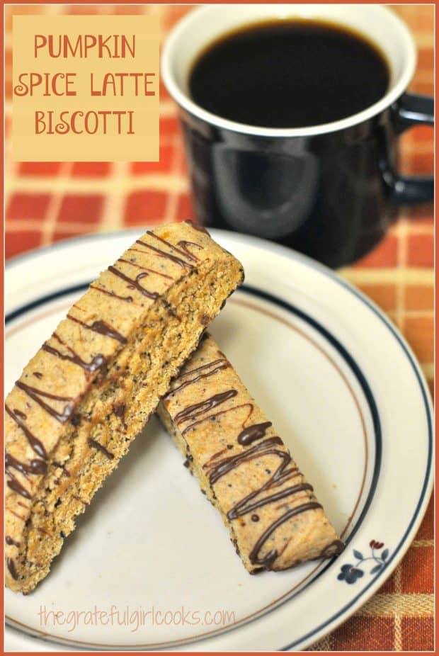 I have several friends who "do the happy dance" each Fall, when their local coffee stand begins offering their seasonal Pumpkin Spice Lattes. Cracks me up to see how fast the "news" spreads via Social Media. Well... if you like Pumpkin Spice Lattes, then I would be willing to bet you will love these Pumpkin Spice Latte Biscotti!