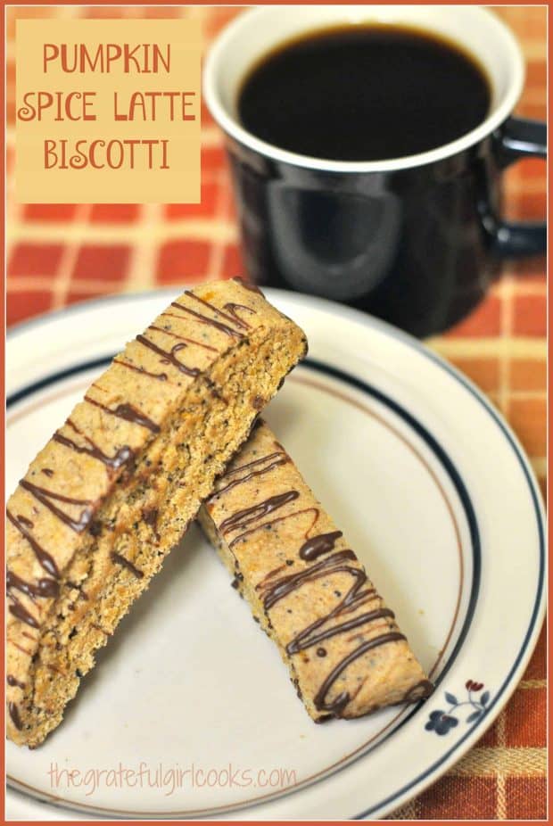 I have several friends who "do the happy dance" each Fall, when their local coffee stand begins offering their seasonal Pumpkin Spice Lattes. Cracks me up to see how fast the "news" spreads via Social Media. Well... if you like Pumpkin Spice Lattes, then I would be willing to bet you will love these Pumpkin Spice Latte Biscotti!