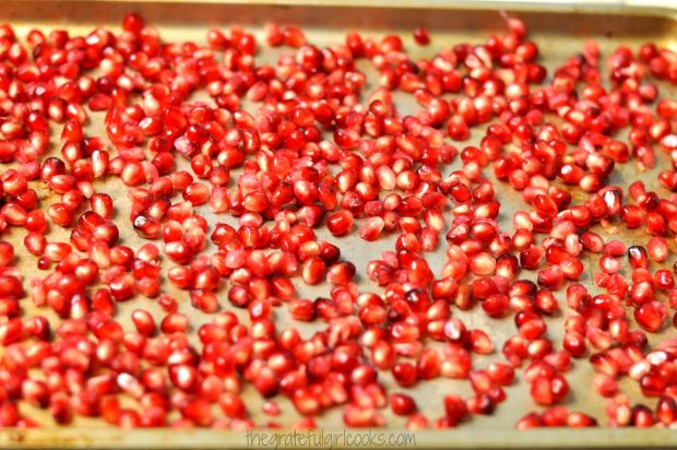 After you remove pomegranate seeds, you can flash freeze them for storage.