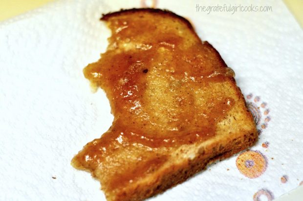 Toast with apple butter spread on it