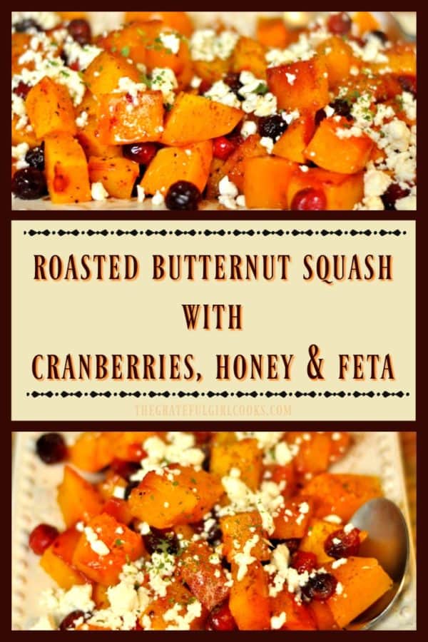 Need a new vegetable dish for the holidays? Look no further! Roasted Butternut Squash with Cranberries, Honey & Feta is both delicious, sweet AND savory!