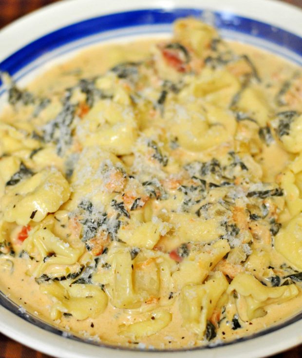 Cheese Tortellini in a Tomato-Spinach Cream Sauce / The Grateful Girl Cooks!