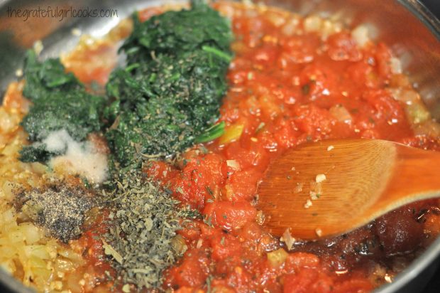 Cheese Tortellini in a Tomato-Spinach Cream Sauce / The Grateful Girl Cooks!