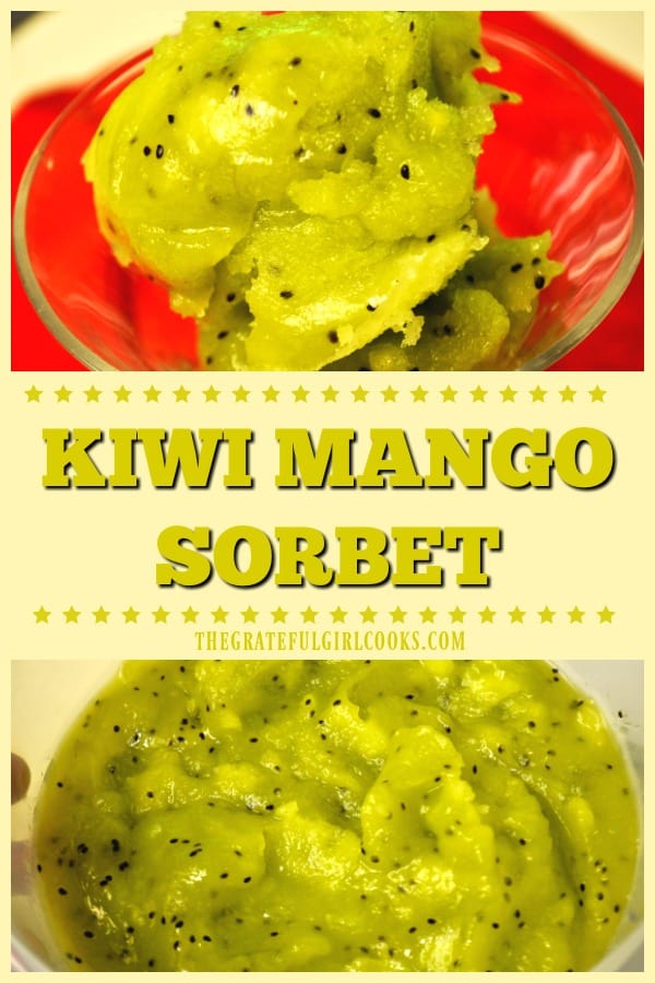 Five simple ingredients are the only ingredients needed to make absolutely delicious Kiwi Mango Sorbet! A refreshing frozen treat on hot summer days!