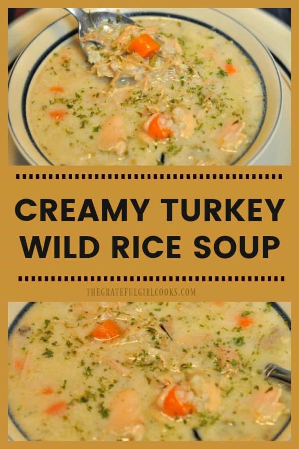 Make this delicious, creamy turkey wild rice soup with wild rice, carrots, and onions in your slow cooker, using your Thanksgiving turkey leftovers!