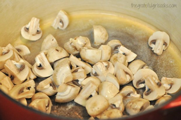 Mushrooms, sautèeing in saucepan