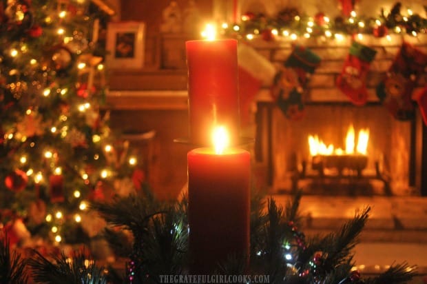 Christmas decorations are the perfect setting for sipping spiced tea mix by the firelight..