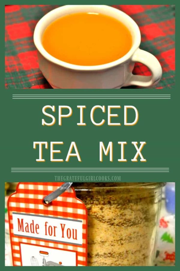 Spiced Tea Mix is perfect for gift giving during the holidays or just sipping a cup of this orange-cinnamon-clove spiced tea by the Christmas tree!