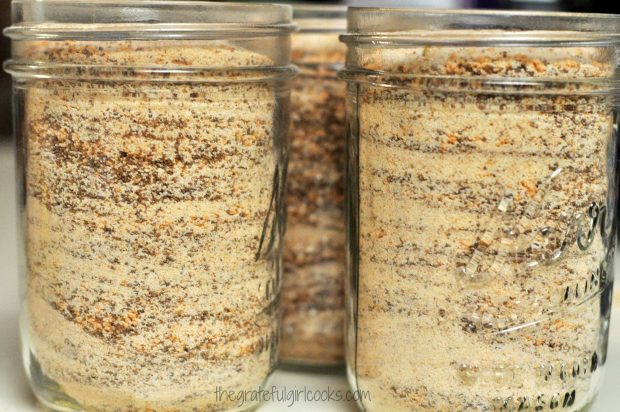 Spiced Tea Mix is placed in mason jars, for gift giving.
