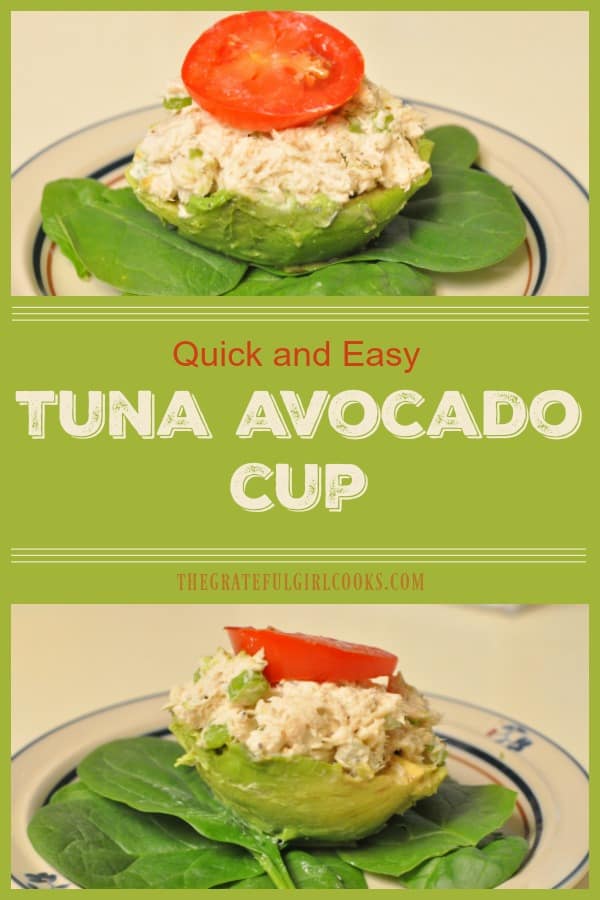 If you need a quick, healthy lunch on the go, why not try a yummy Tuna Avocado Cup? Tuna salad, served in it's own edible "bowl".