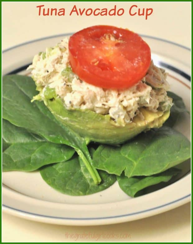 If you need a quick, healthy lunch on the go, why not try a yummy Tuna Avocado Cup? Tuna salad, served in it's own edible "bowl".