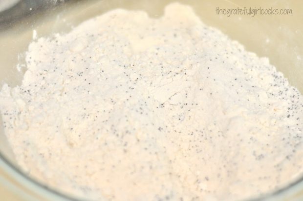 Dry ingredients for muffins in mixing bowl