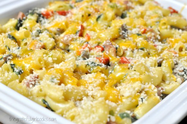 Cheesy Ham, Spinach & Macaroni Bake / The Grateful Girl Cooks!