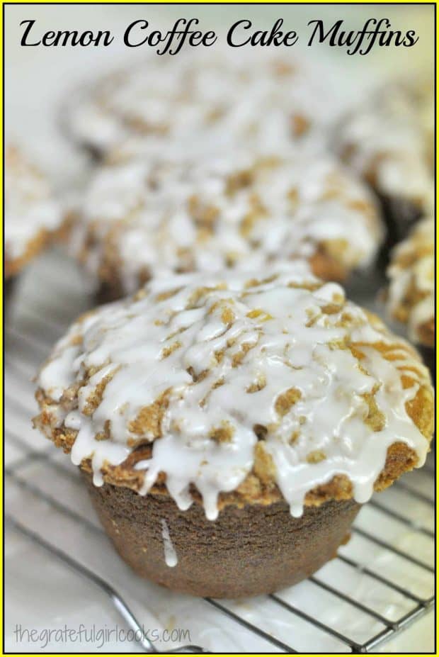 Enjoy one of these jumbo lemon coffee cake muffins with lemon glaze, and start the day with a smile! Make 6 JUMBO muffins or 12 regular muffins.