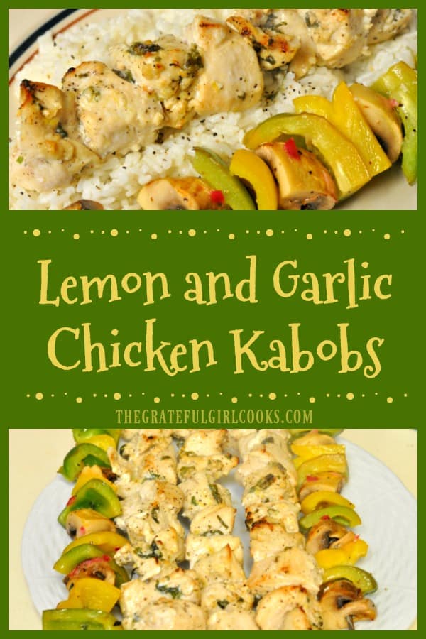 Long pin for lemon and garlic chicken kabobs