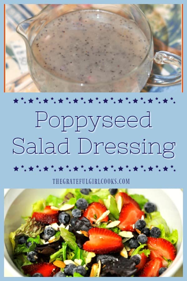 This delicious poppyseed salad dressing is EASY to make in under 5 minutes, using common pantry ingredients! Why buy it when you can make it from scratch?