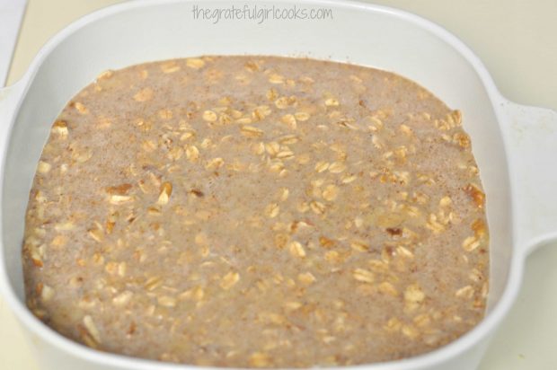 Banana Oats in white 8x8 inch baking dish