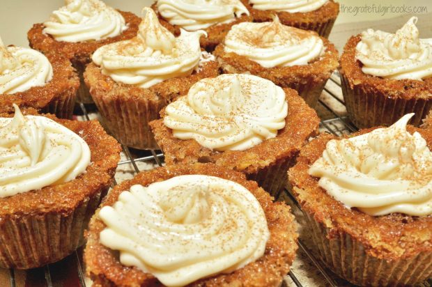 Edie's Carrot cake batter can be used to make frosted cupcakes.