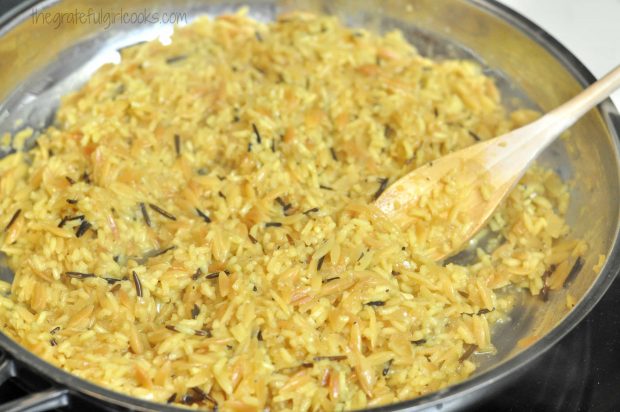 Easy Homemade Rice Pilaf is fully cooked and ready to serve.