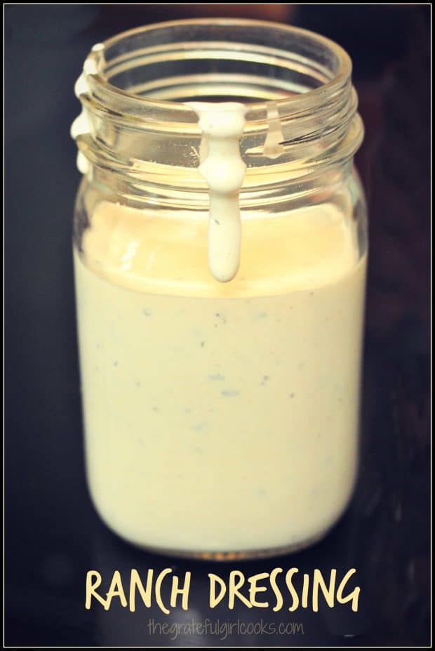 You will LOVE how EASY it is to make incredible tasting homemade Ranch Dressing (from scratch) for your favorite green salads, in under 5 minutes!