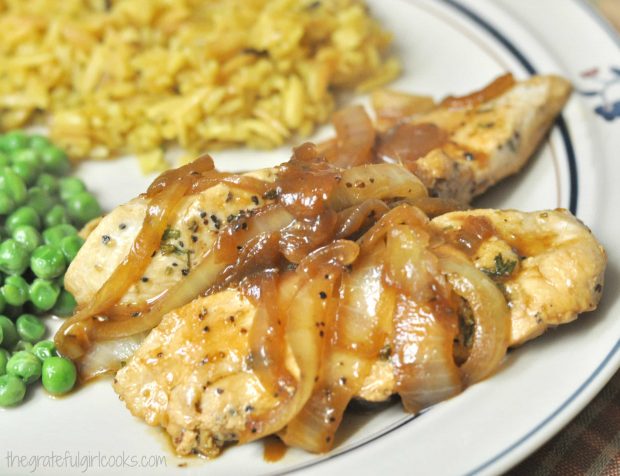 Rosemary Chicken With Caramelized Onion Wine Sauce / The Grateful Girl Cooks!