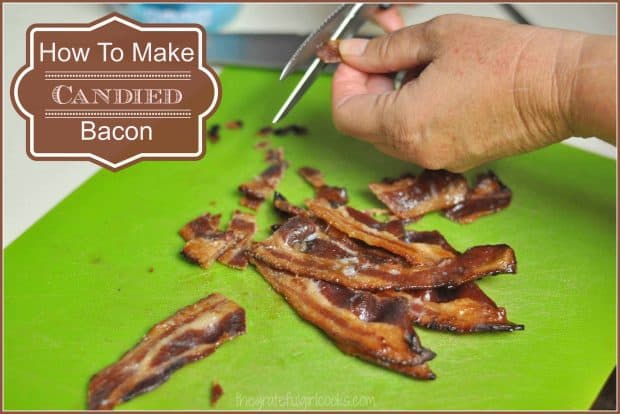 Candied bacon is becoming a popular ingredient in desserts, salads, etc. Here's how to quickly make this sweet/salty treat!