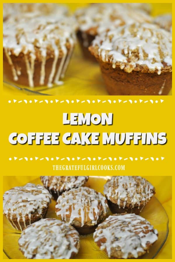 Enjoy one of these jumbo lemon coffee cake muffins with lemon glaze, and start the day with a smile! Make 6 JUMBO muffins or 12 regular muffins.