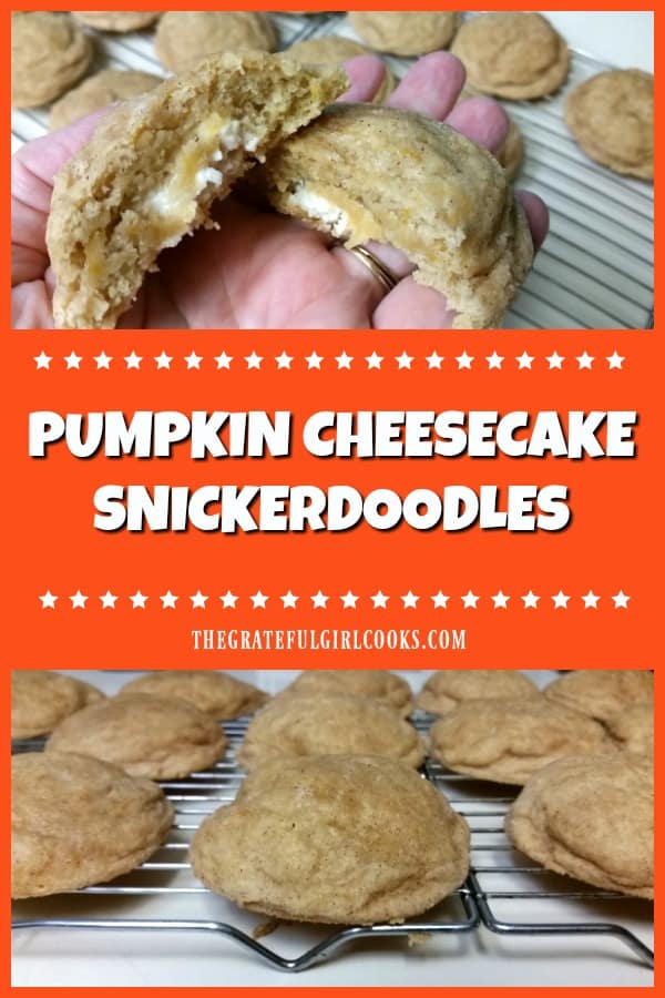 Pumpkin Cheesecake Snickerdoodles are Fall-inspired decadent cookies, with a sweet, creamy cheesecake filling inside that will surprise you!s!
