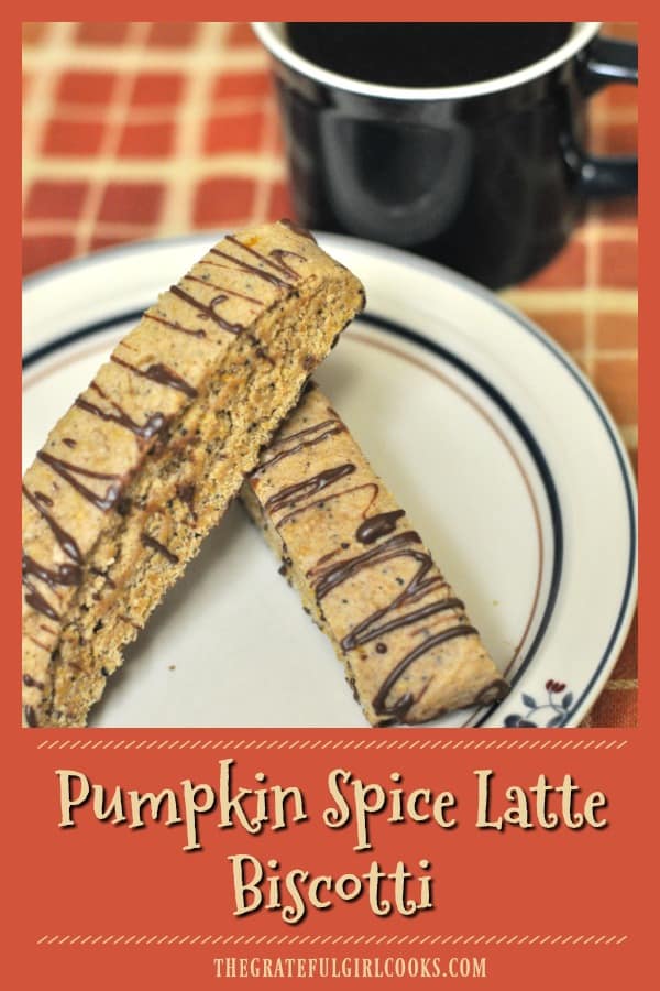 If you enjoy Fall & pumpkin spiced "everything", you'll love pumpkin spice latte biscotti, a yummy, crispy & dunkable cookie with lots of flavor!