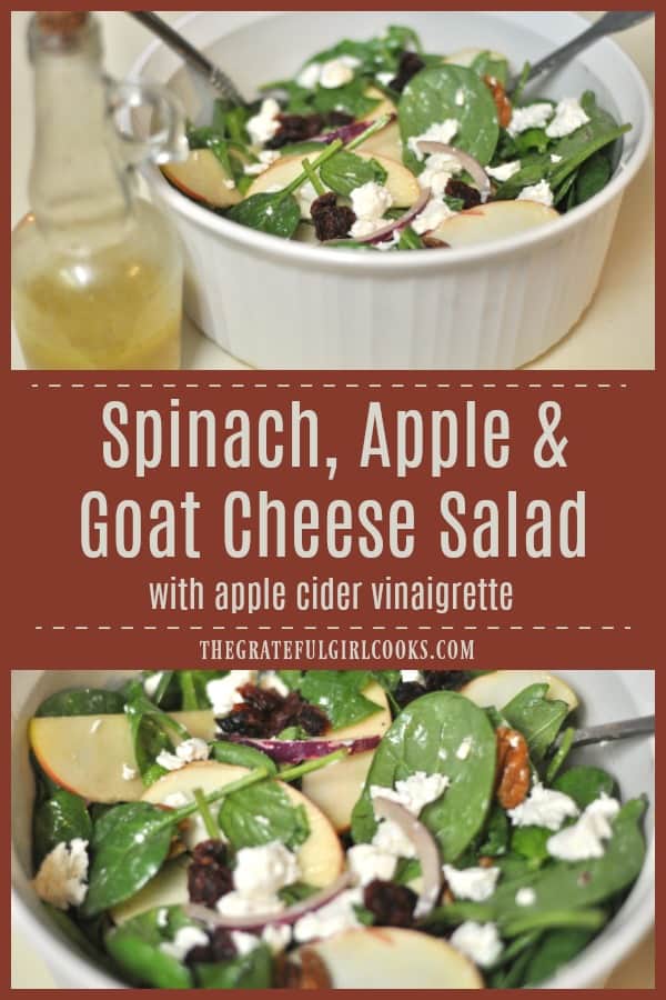 Spinach, Apple and Goat Cheese Salad with Apple Cider Vinaigrette / The Grateful Girl Cooks!