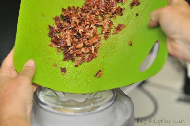 Adding candied bacon to ice cream machine