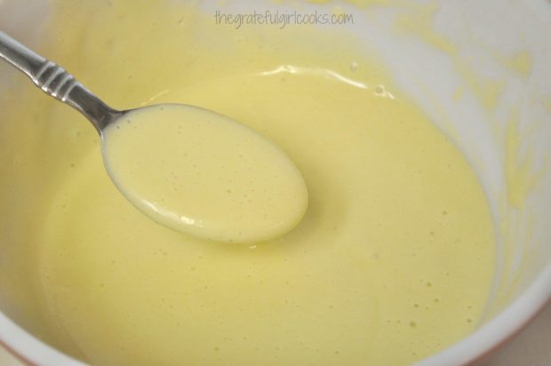 Homemade mayonnaise needs to thicken in refrigerator before using.