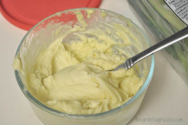 The homemade mayonnaise is done chilling, is thick, and ready to use!