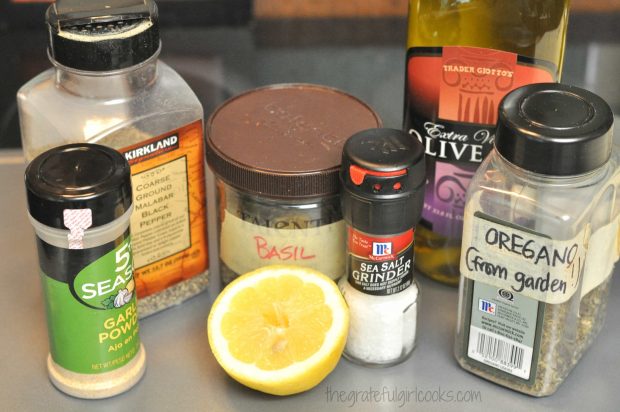 Spices are assembled to make marinade for pork chops