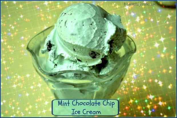 Nothing quite beats the taste of homemade Mint Chocolate Chip Ice Cream! Enjoy this cool, creamy treat any time of the year!